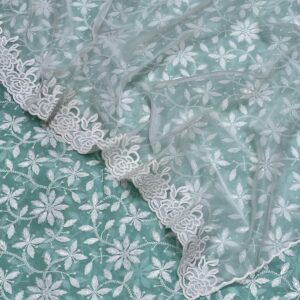 Home beautiful superior viscose georgette thread sequence embroidery 44” pana paired semi organza cutwork embroidery dupatta 💫🌸