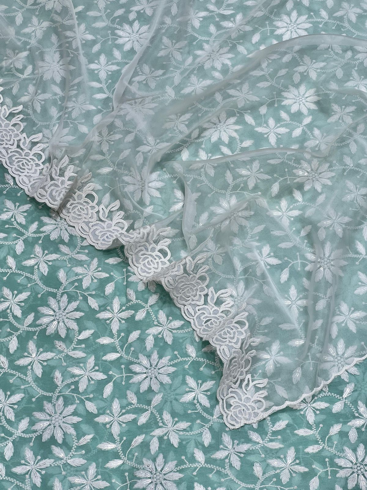 beautiful superior viscose georgette thread sequence embroidery 44” pana paired semi organza cutwork embroidery dupatta 💫🌸 beautiful superior viscose georgette thread sequence embroidery 44” pana paired semi organza cutwork embroidery dupatta 💫🌸