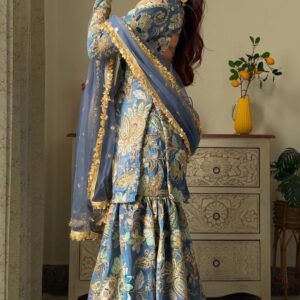 beautiful pure viscouse crepe placement embroidery original embroidery work